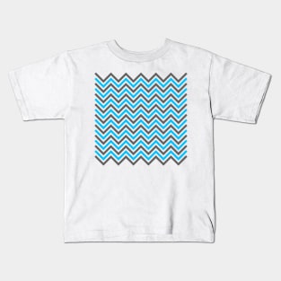 Zigzag Lines - Grey Blue Sky Kids T-Shirt